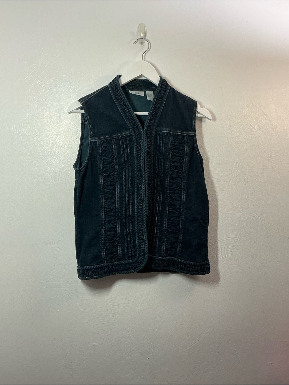 Chico's Dark Indigo Braided-Trim Denim Sleeveless Vest Size 0